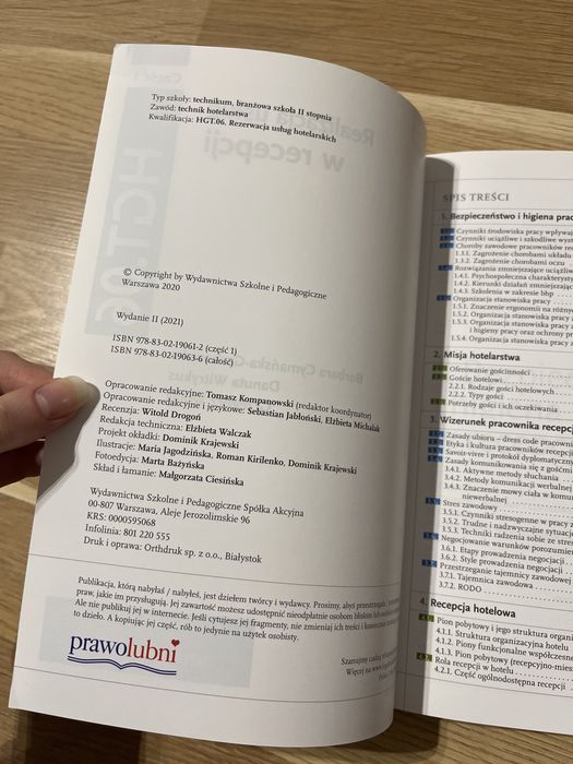 Podręcznik Realizacja usług w recepcji WSiP