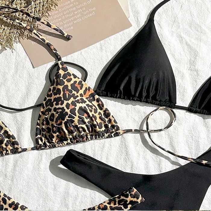 Купальник, чорний та леопард