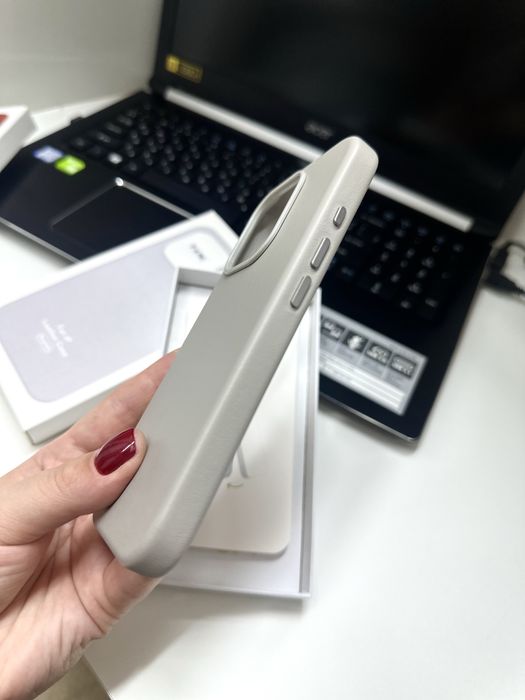 Шкіряний чохол чехол leather case magsafe 16 pro max