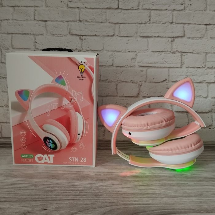 JST 28, STN 28 Детские блютуз наушники кошачьи ушки