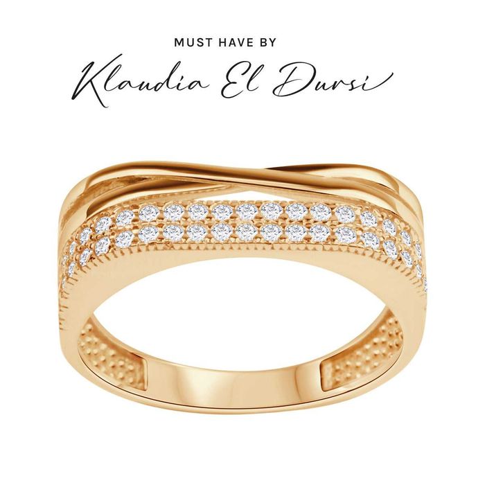 Pierścionek srebrny pozłacany z cyrkoniami Verona PS54684