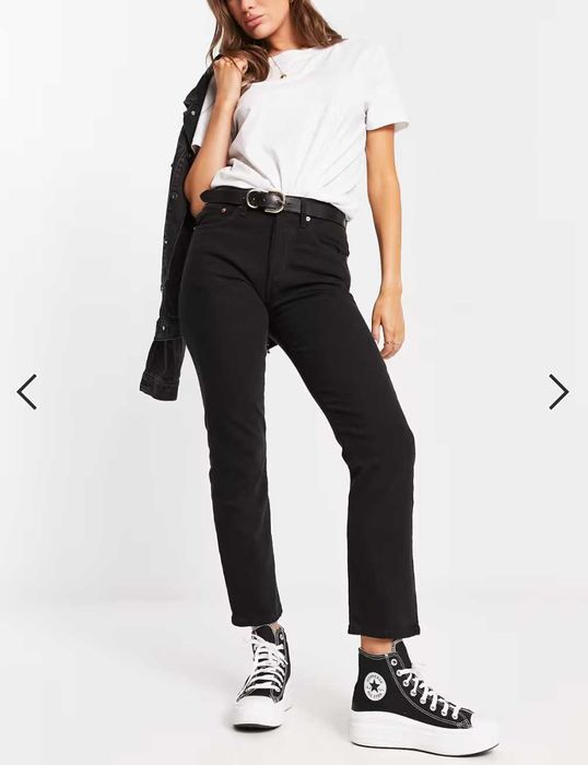 Джинси чорні levi's levis 501 high rise straight leg crop jeans