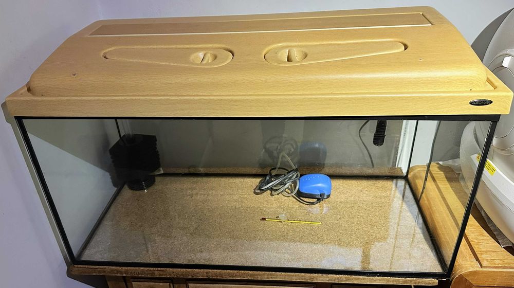 Akwarium 112L zestaw - pokrywa, światło, filtr, grzałka, super stan