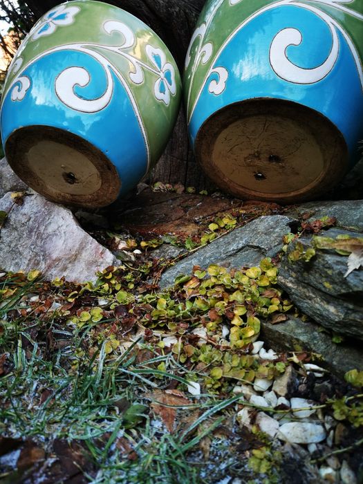 Para ceramicznych donic vintage zielono turkusowe secesja