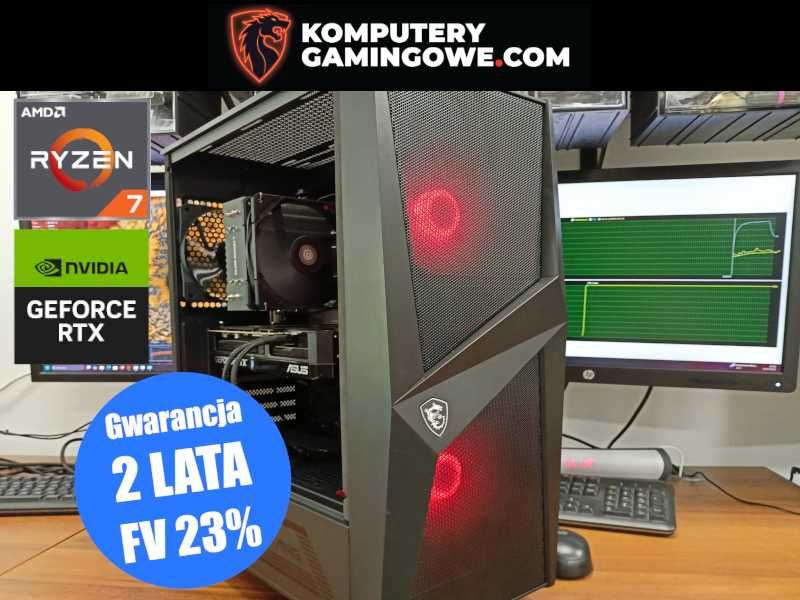 Nowy Komputer Gamingowy Ryzen 7 8700f 32GB 1TB SSD RTX 5070 W11 FV23%