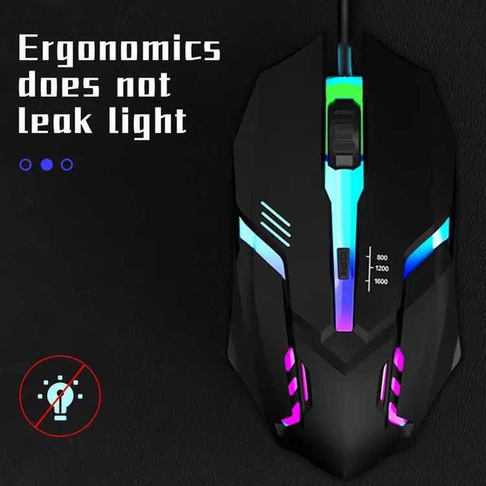 Игровая оптическая USB мышь для ПК с RGB подсветкой, компьютерная ЮСБ