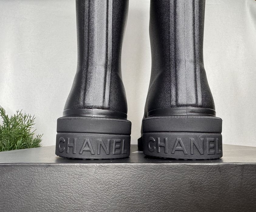 Гумові чоботи Шанель, чоботи Chanel гумові, резиновые сапоги шанель