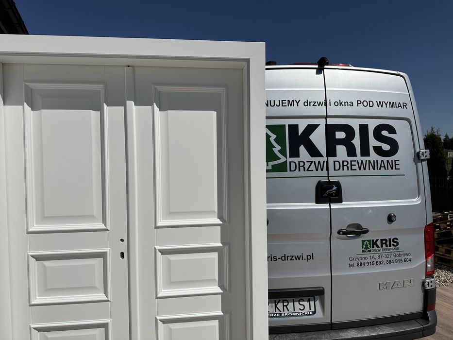 Drzwi drewniane dwuskrzydłowe 900 Ofert z ościeżnicą regulowaną białe