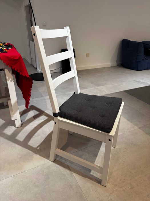 Mesa extensível, branco, 152/223x95 cm, Vem com 6 cadeiras