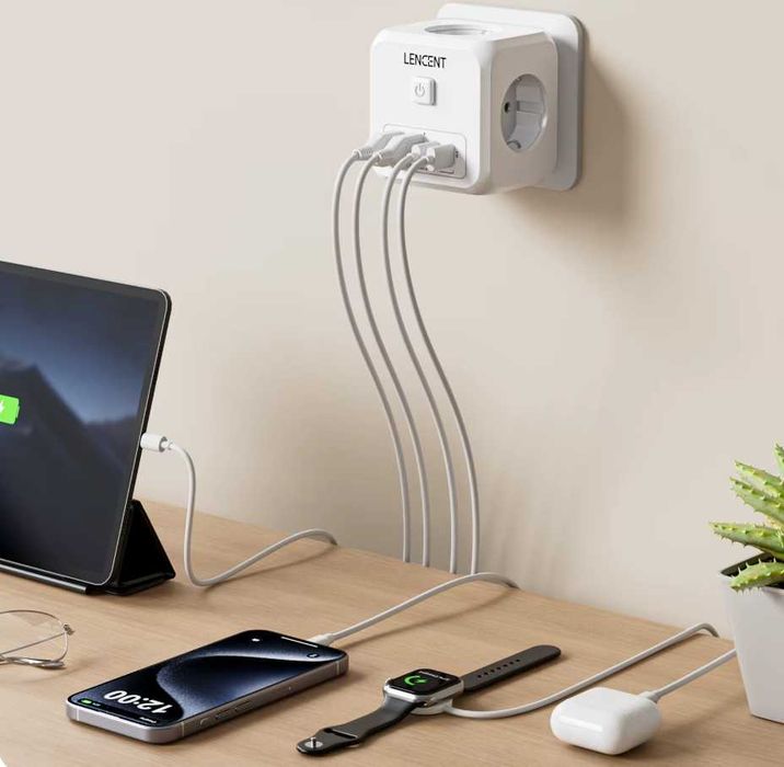 Gniazdko rozdzielacz USB 7 w 1