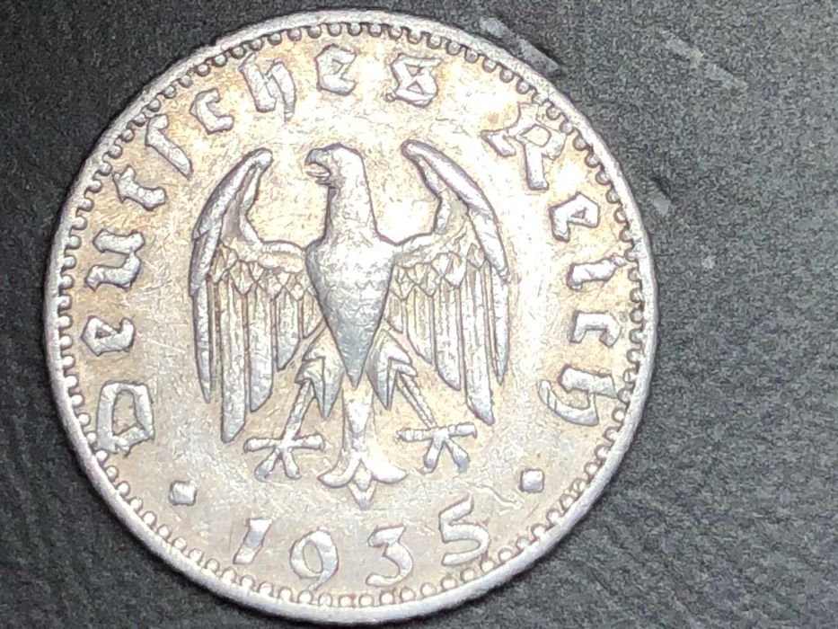 Alemanha 1935 - 50 Reichspfennig Letra J - Alumínio