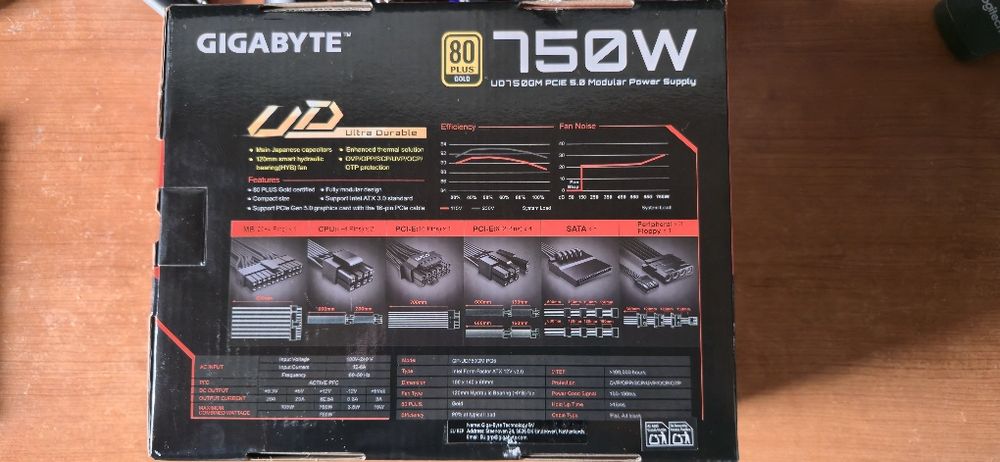 Fonte Alimentação Gigabyte GP-UD750GM 750W 80 Plus Gold Modular
