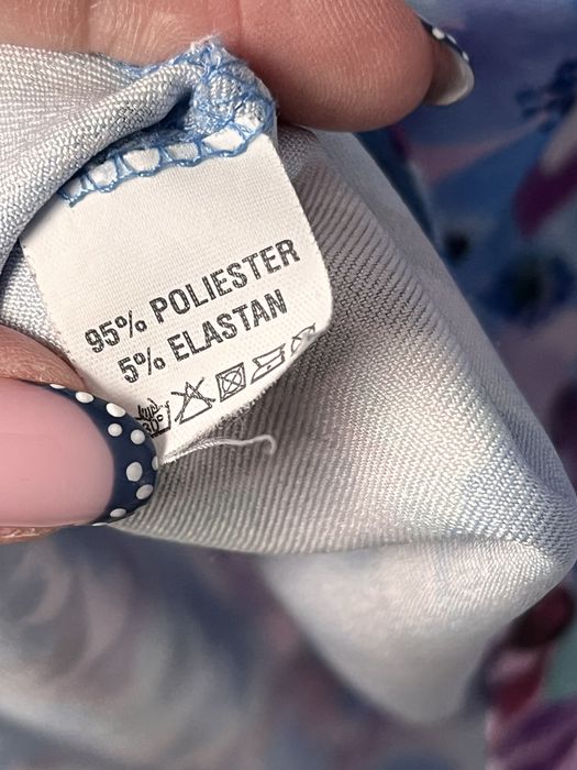 Liliowa bluzka w niebieskie kwiatki Yes inter styl 52