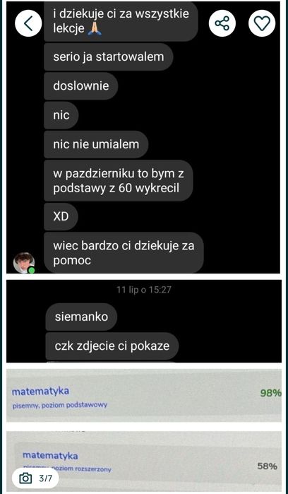 Korepetycje z matematyki, matura, studia