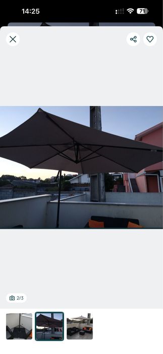 Guarda sol grande com manivela + 4 bases betão 25 kgs cada