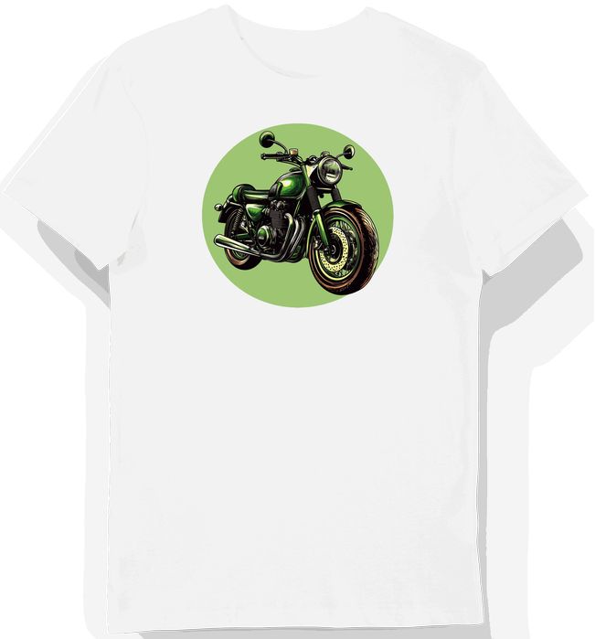 Koszulka męska biała z motocyklowym motywem Kawasaki W800 3XL