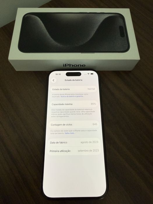 iPhone 15 Pro 128GB Preto Titânio – Excelente Estado + Caixa Original