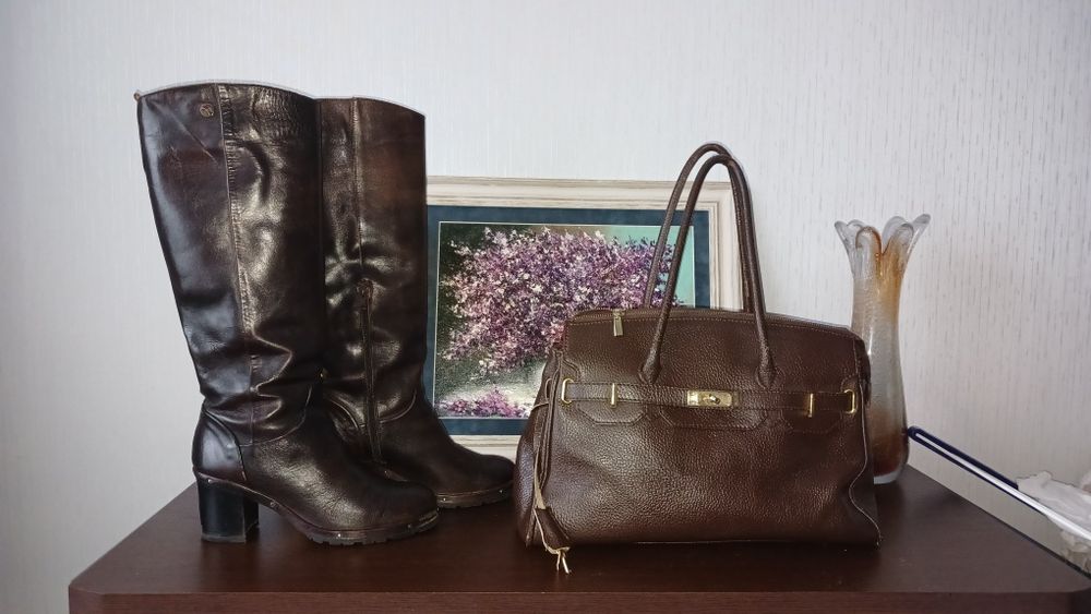 Шкіряні чоботи Manila Grace, Італія, 39+сумка