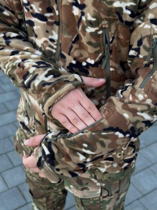 Флісова кофта Shark Мультикам | Тактична фліска | Військова кофта ЗСУ | Military Multicam | Тактичний одяг | Тепла кофта | S-XXXL