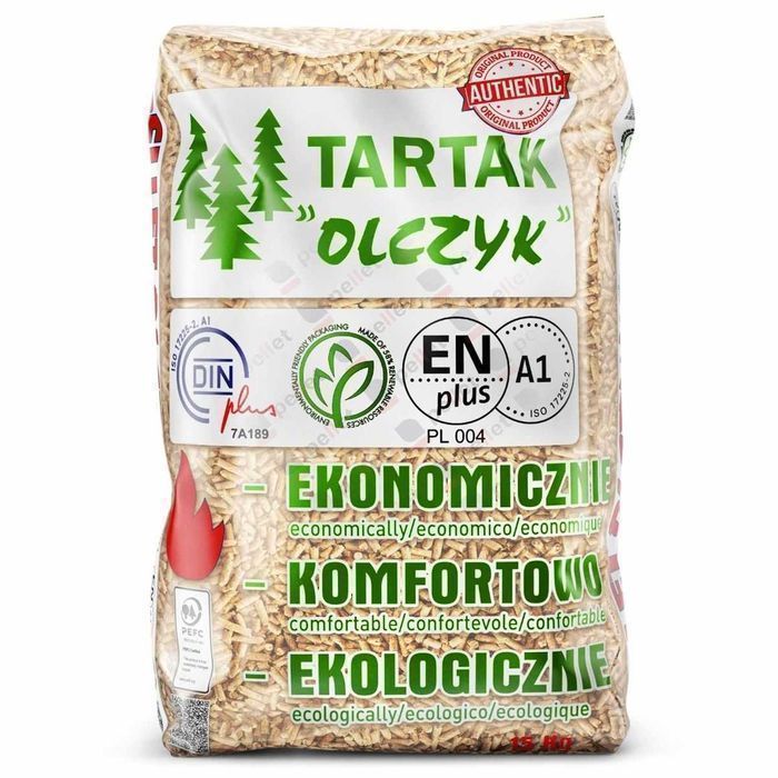 Pellet drzewny A1 EnPlus BIOTECHNIK Seven Biopelet Olczyk Drewno Bryki