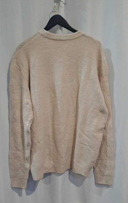 Beżowy Męski Ciepły Sweter Warkocz Przód r.XL/XXL 56/58