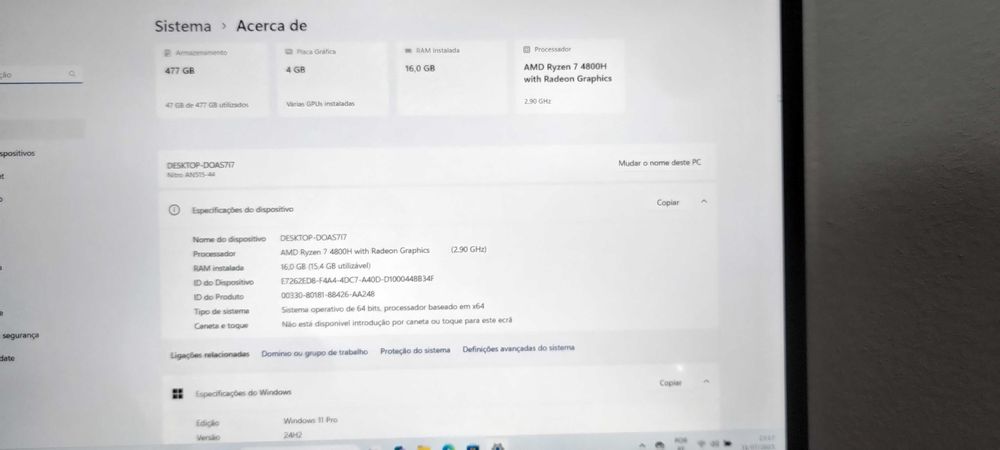 Portátil gaming Acer Nitro 5 Ryzen 7 GTX 1650