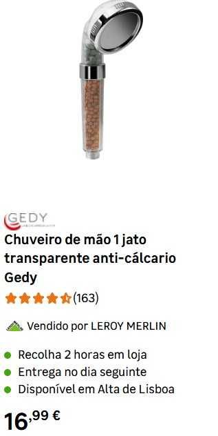 Chuveiro de mão novo  -  1 jato transparente anti-cálcario Gedy