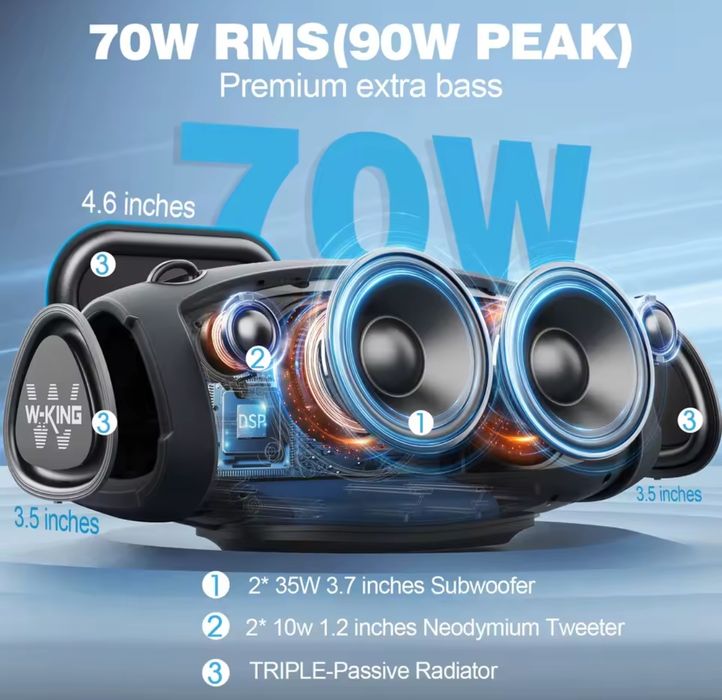 Блютуз колонка W-KING X20, X10, конкуренти JBL boombox 3, JBL Xtreme 3