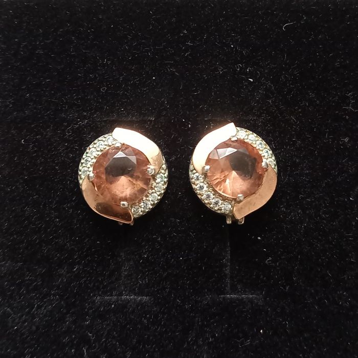 Сережки срібні с золотими вставками