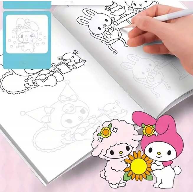 Kolorowanka Kuromi Cinnamoroll Pompompurin My Melody Hello Kitty