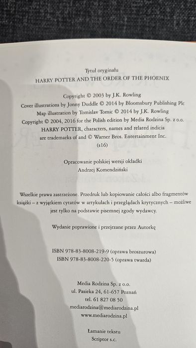 Harry Potter i Zakon Feniksa -twarda oprawa