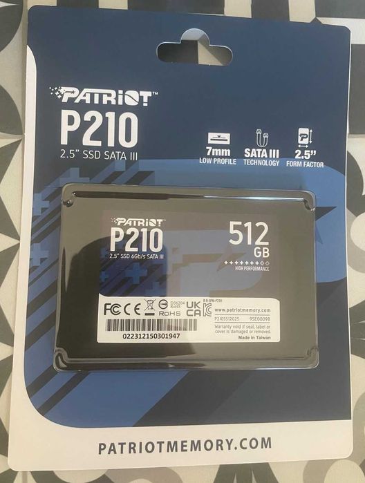 Patriot SSD P210 Burst Elite High Performance 512 GB 2.5" SATA III, New64168944240385120