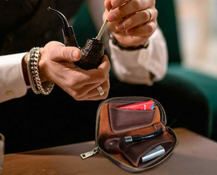 Estojo personalizado em pele para cachimbo e acessórios para fumar