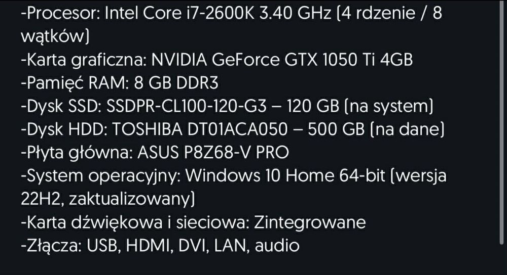 Komputer gamingowy , komputer biurowy - cs2