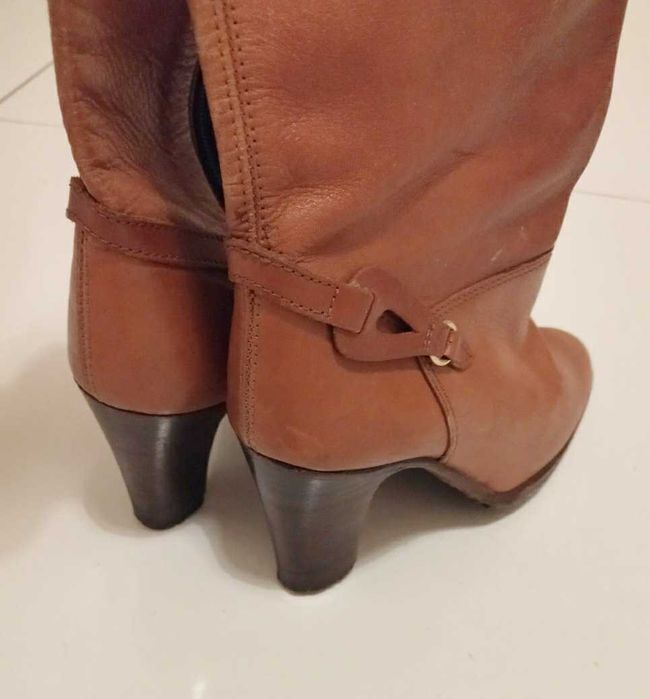 Kozaki wysokie, skóra naturalna, leather