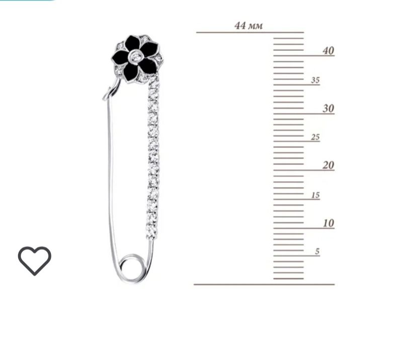 Булавка Квітка зі срібла 925 проби з емаллю і фіанітами