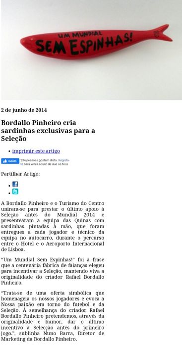 Sardinha Exclusiva Bordalo Pinheiro