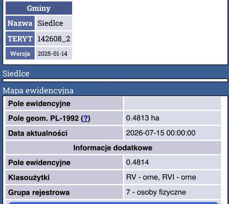 Działka 4814m2 z możliwością budowy.