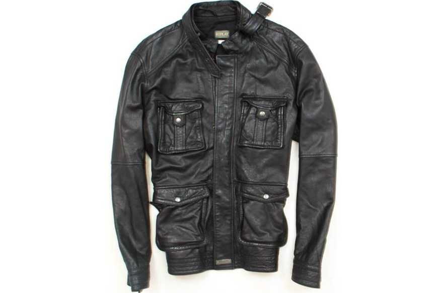 1260zł Italy REPLAY Racing skórzana L/XL/XXL czarna skóra biker kurtka