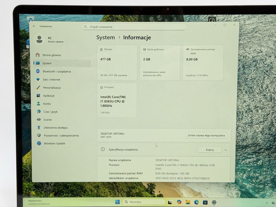 huawei matebook 13 i7-8565u/8gb ram.512gb ssd /geforce mx150/13,3''