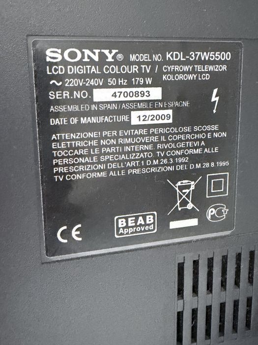 Sony Bravia KDL-37W5500
