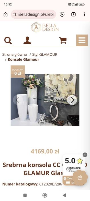 Srebrna konsola CC CHOCCO GLAMUR Glass