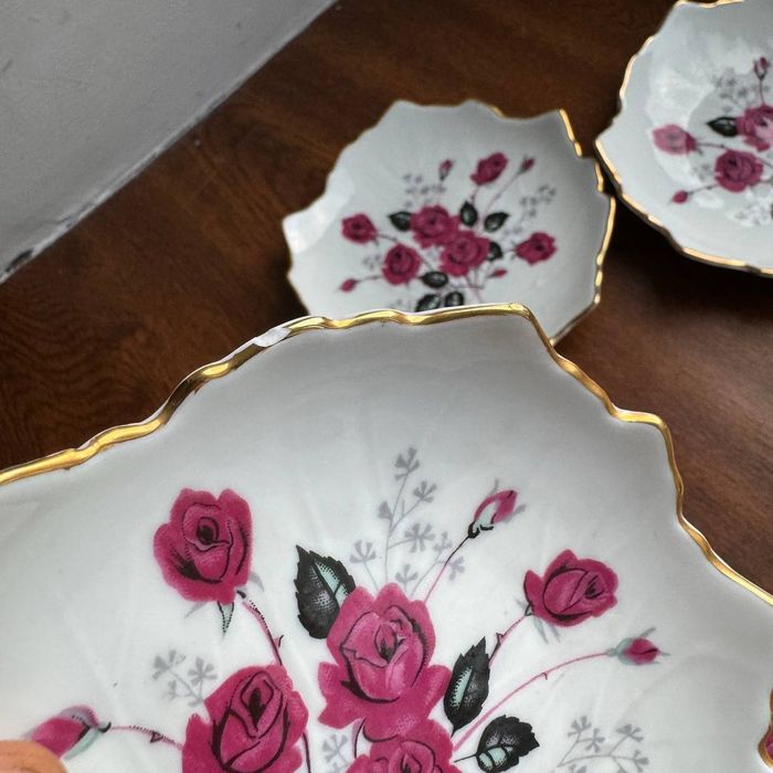 Talerzyki Liście do przystawek Porcelana Wawel PRL