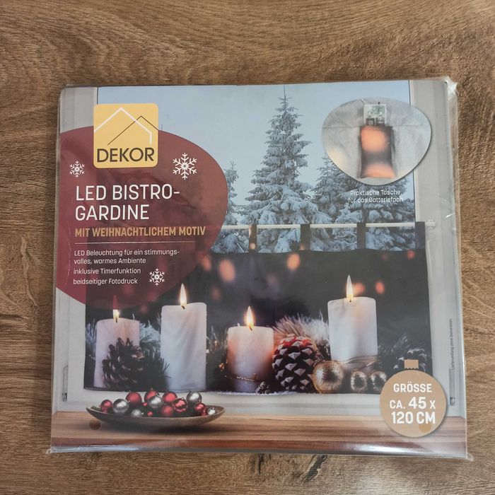 Świąteczna Firanka LED Bistro z Timerem 45x120cm