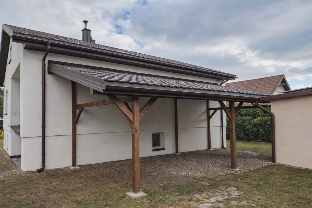 Wiata garażowa drewniana, zadaszenie tarasu