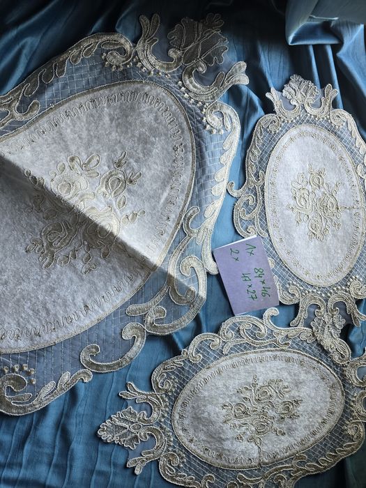 Biezniki Komplet 3 szt,turecki,welur. Krem/ZLOTO glamour