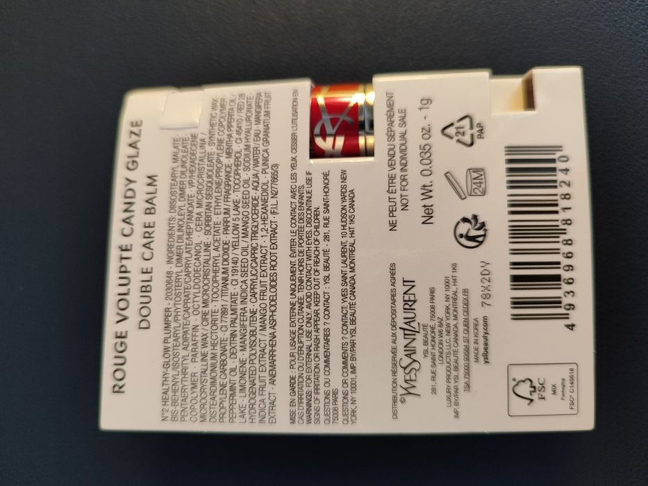 YSL Yves Saint Laurent Rouge Volupte Candy Glaze 02, 1g