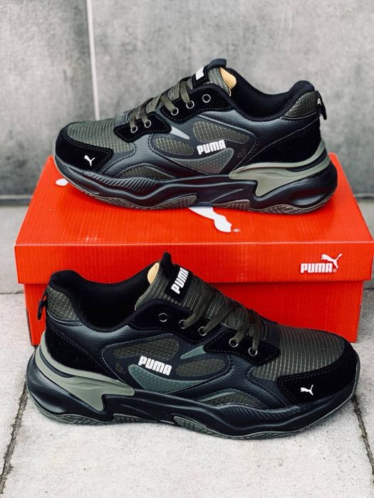 Мужские кроссовки puma black/khaki новинка этого сезона кросовки пума