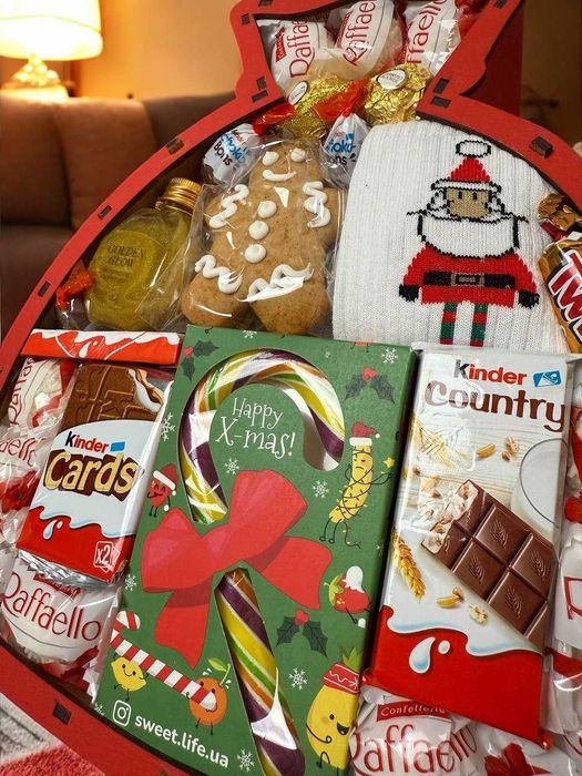 Новорічний подарунковий бокс, червоний Новорічний мішечок, післяплата