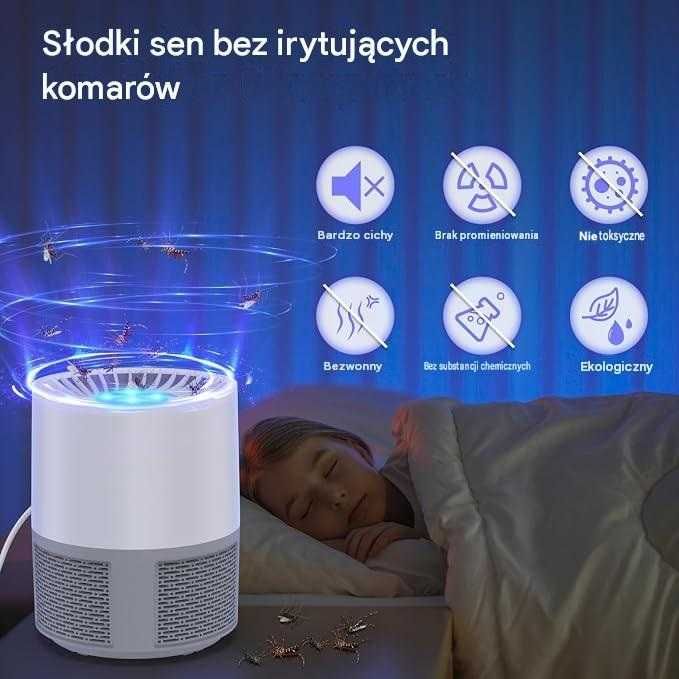 Lampa Owadobójcza UV Pułapka na Komary Muchy Wentylator USB